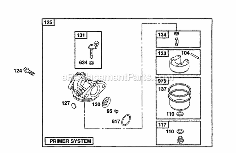 Carburetor Assy Diagram and Parts List for 12E802-1114-01  Briggs and Stratton Engine